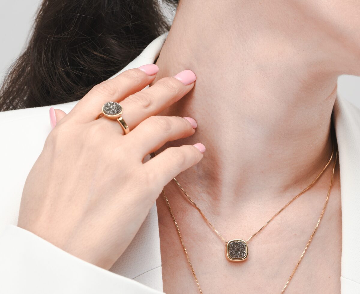 druzy ring and neck.vas